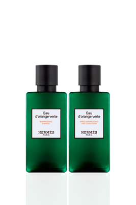 green bottles of Hermes product